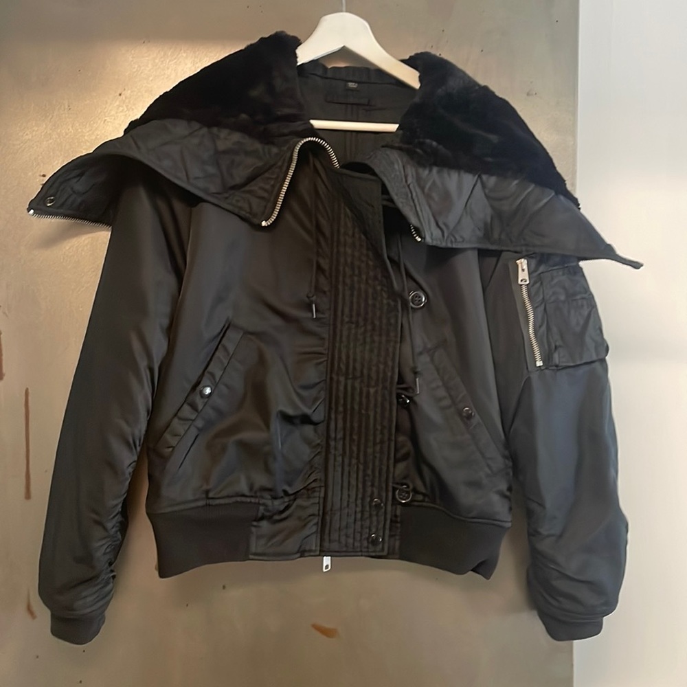 Allsaint jacket in black - hat can be zipped closed